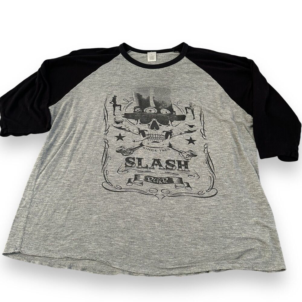 Slash Living The Dream 2018 Hollywood Palladium Raglan Mens T-Shirt Size XL Gray